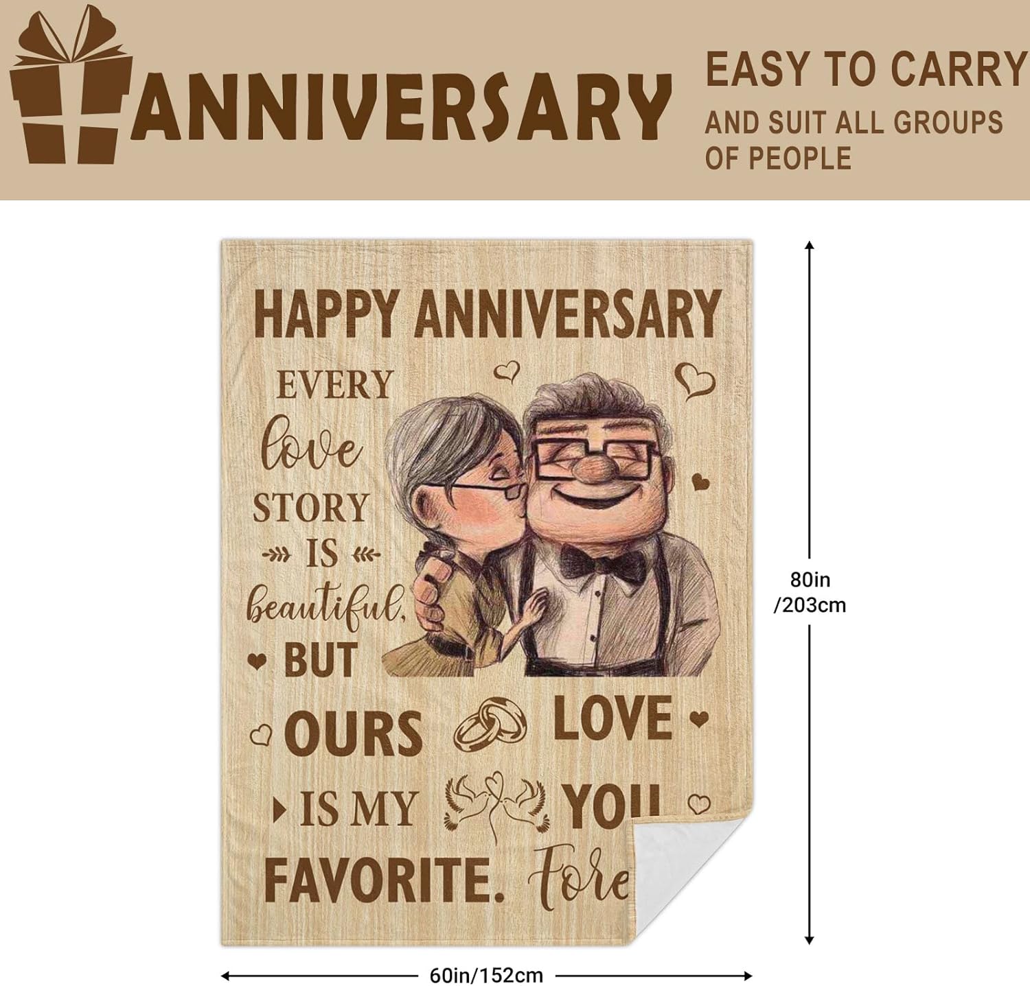 Wedding Anniversary Blanket Gifts for Him Her Wife Husband Men Women, Best Romantic Anniversary Marriage Gift for Couple Mom Parents, Happy Anniversary for Girlfriend Boyfriend Gifts Blanket
