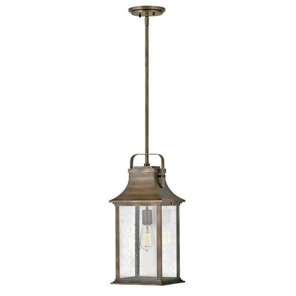 1 Light Medium Outdoor Hanging Lantern in Traditional Style 8.5 inches Wide By 19.75 inches High-Burnished Bronze Finish Bailey Street Home