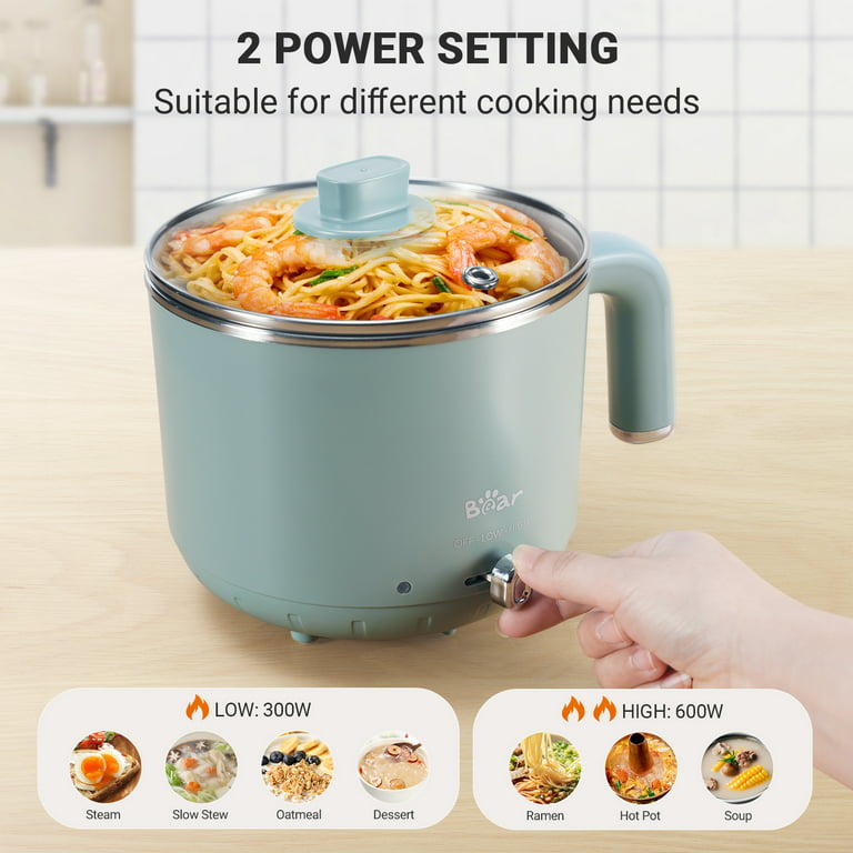 Topwit Electric Hot Pot Mini Electric Cooker Noodles Cooker Electric Kettle  with Multi-Function for Steam Egg Soup and Stew with Over-Heating & Boil  Dry Protection Dual Power 1.2L Green 