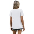 thumbnail image 6 of Ronuti Women T Shirts Pleated Short Sleeve Tops Business Casual Dressy Blouses White Tops, 6 of 9