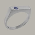 thumbnail image 2 of LBG British Made 18k White Gold Natural Tanzanite Mens Anniversary Ring - 33 size options - Size 12.5, 2 of 6