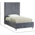 thumbnail image 3 of Meridian Furniture Candace Solid Wood Tufted Velvet Twin Bed in Gray, 3 of 4
