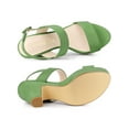 thumbnail image 4 of BLISSFUL STEP Women's Platform Heels Chunky Heel Slingback Open Toe Sandals Olive Green 9, 4 of 7
