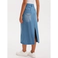 thumbnail image 4 of DARING DIVA Women's Denim Split Back Pockets Pencil Midi Jean Skirts Small Light Blue, 4 of 7