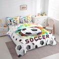 thumbnail image 4 of Feelyou Modern Football Gaming Twin Bedding Sets 7-Piece for Boy, Black White Honeycomb Bedding Comforter Set, Cartoon Sport Theme Reversible Sheet Sets, Super Cozy Room Decor, 4 of 9