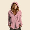 thumbnail image 3 of Dalix Smile Face Embroidered Fleece Zip Washed Hoodie Cold Fall Winter Women in Dusty Rose XS X-Small, 3 of 5