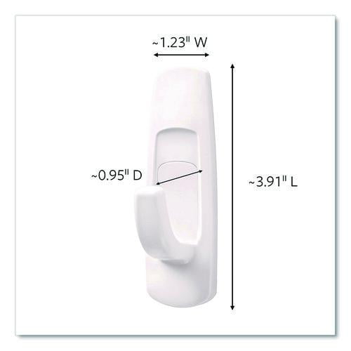 General Purpose Hooks, Large, Plastic, White, 5 lb Capacity, 12 Hooks and 18 Strips/Pack | Bundle of 10