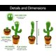 thumbnail image 4 of Dancing Cactus Toy Talking Singing Plush Toy Mimicking Repeats What You Say, Have Recording & 120 Funny Musical Songs Wiggly Dance with Lighting Funny Kids Gift, 4 of 5
