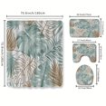 thumbnail image 4 of 1pc Leaf Pattern Shower Curtain With 12 Hooks, Non-Slip Bathroom Rug, Toilet U-Shape Mat, Toilet Lid Cover Pad, Bathroom Decor, 4 of 4
