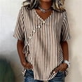 thumbnail image 2 of BUIGTTKLOP Blouse for Women Dressy Casual Summer V Neck Button down Cotton Linen Shirts Tie Front Short Sleeve Beach Vacation Tops, 2 of 8