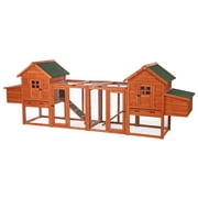 TRIXIE XXL Weatherproof Wooden Outdoor Chicken Coop, 2 Sleeping Houses, Fits 4 Std Chickens, Brown