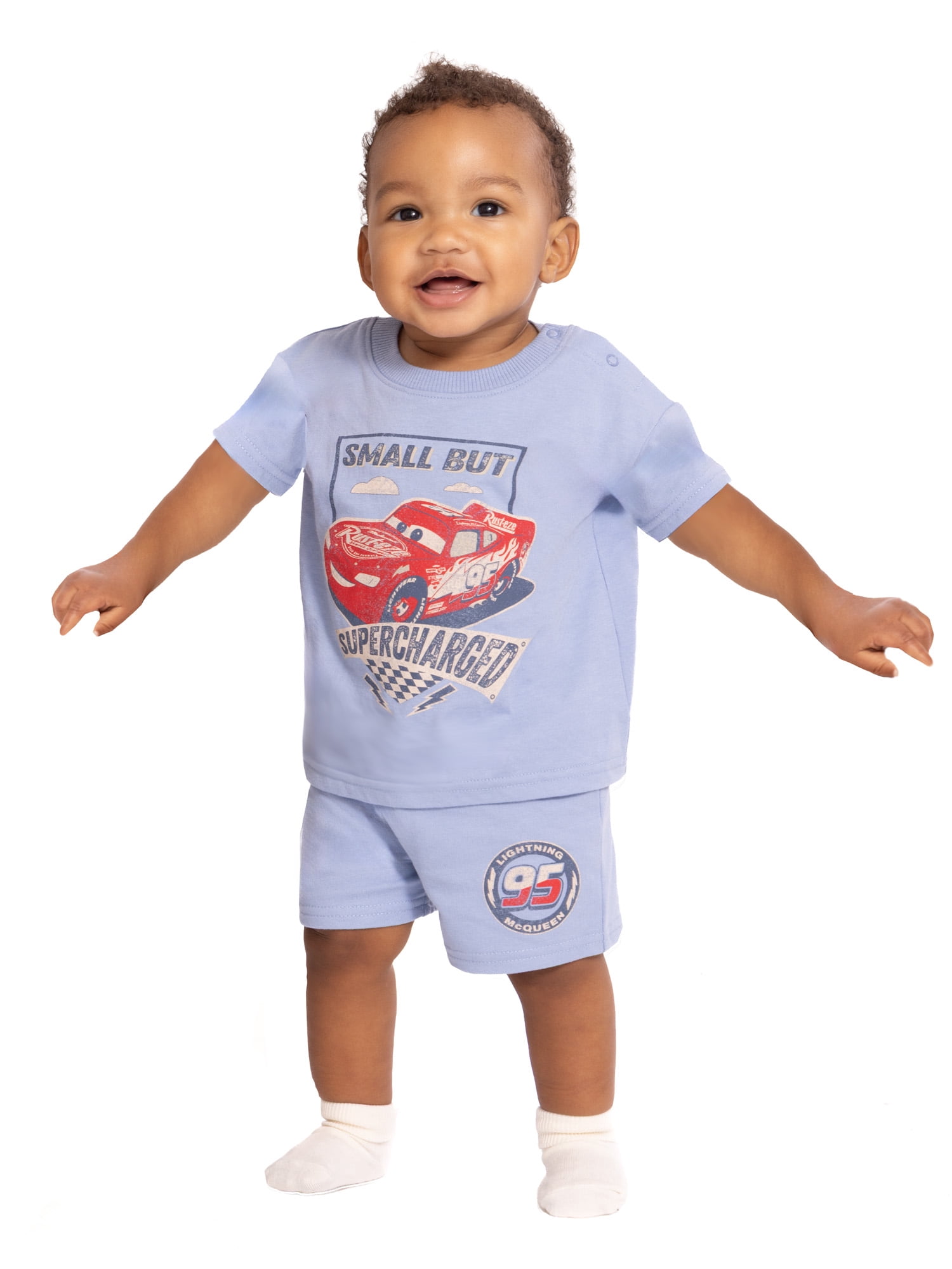 Pixar Cars Baby Boys' Short Sleeve Graphic Tee and Shorts Set, 2-Piece, Sizes 0/3M-24M