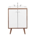 thumbnail image 2 of Modway Transmit 24.5" Modern Wood Bathroom Vanity in Walnut/White, 2 of 8
