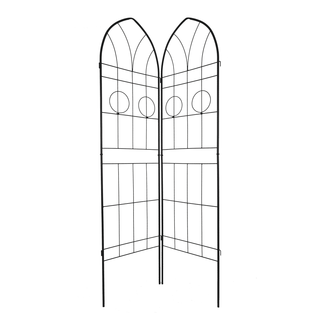 Tcbosik 2 Pack Metal Garden Trellises for Climbing Plants, 78.7"H Outdoor Rustproof Fence Plant Support for Flower and Vegetable, Black