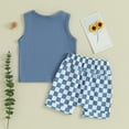 thumbnail image 3 of Bagilaanoe 2pcs Toddler Baby Boy Shorts Set Sleeveless Tank Tops + Checkerboard Shorts 6M 12M 18M 24M 3T Kids Casual Summer Clothes, 3 of 7