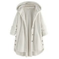thumbnail image 2 of Fall Savings Clearance! Plus Size Women Fleece Irregular Long Sleeve Button Pocket Hooded Coat, 2 of 5