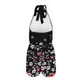thumbnail image 7 of DHFJKG Women Sleeveless Rompers Summer Hawaiian Halter Backless Tropical Printed Elastic Waistband Casual Beach Vacation Outfits, 7 of 7