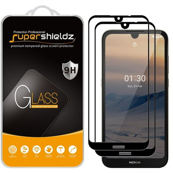 (2-Pack) Supershieldz Designed for Nokia 1.3 [Full Screen Coverage] Tempered Glass Screen Protector, Anti-Scratch, Bubble Free (Black Frame)