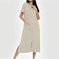 thumbnail image 2 of MGDXOX Zipper Front Nightgown for Women Loose Pajamas Nightdress Polka Dot Bathrobes Full Length Sleepwear with Pockets Beige L, 2 of 8