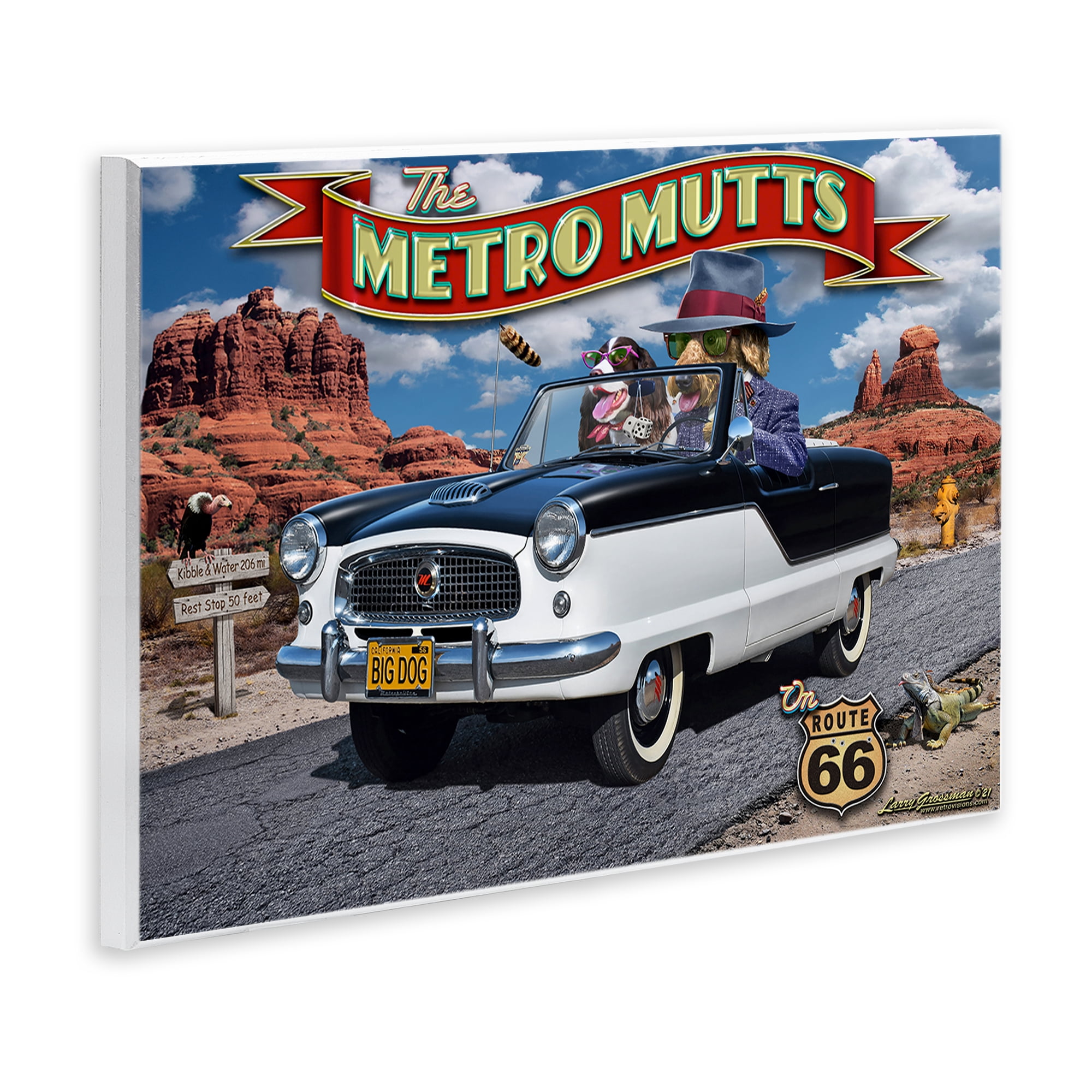Stupell Industries Metro Mutts Vintage Car Transportation Painting Unframed Art Print Wall Art, 19 x 13