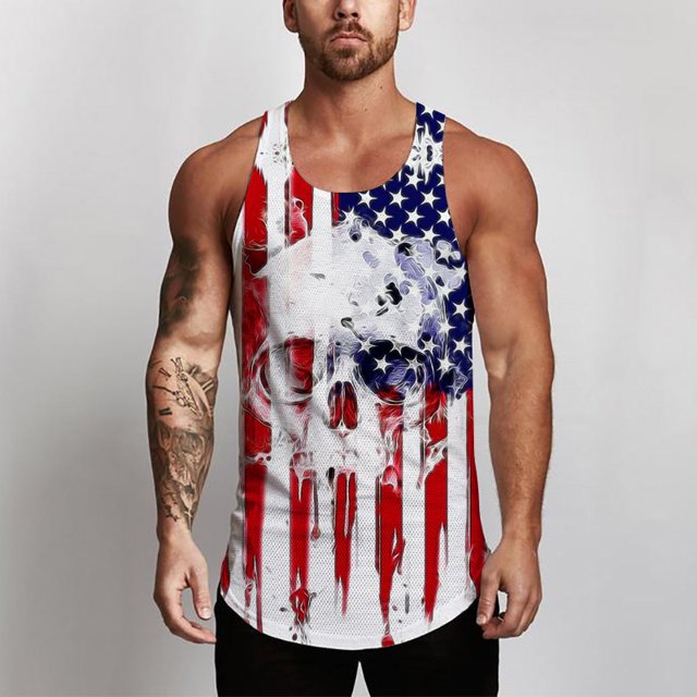 Men's American Flag Stripes and Stars Tank Top Shirt