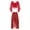 A Red, variant on TiaoBug Womens Arabian Belly Dance Dress Outfits Flare Sleeve Crop Top with Chiffon Skirt Set White One Size