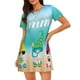 thumbnail image 1 of Balery Hello Summer Gnome 1 Camisón de manga corta con cuello redondo para mujer, cómodo y elegante., 1 of 6