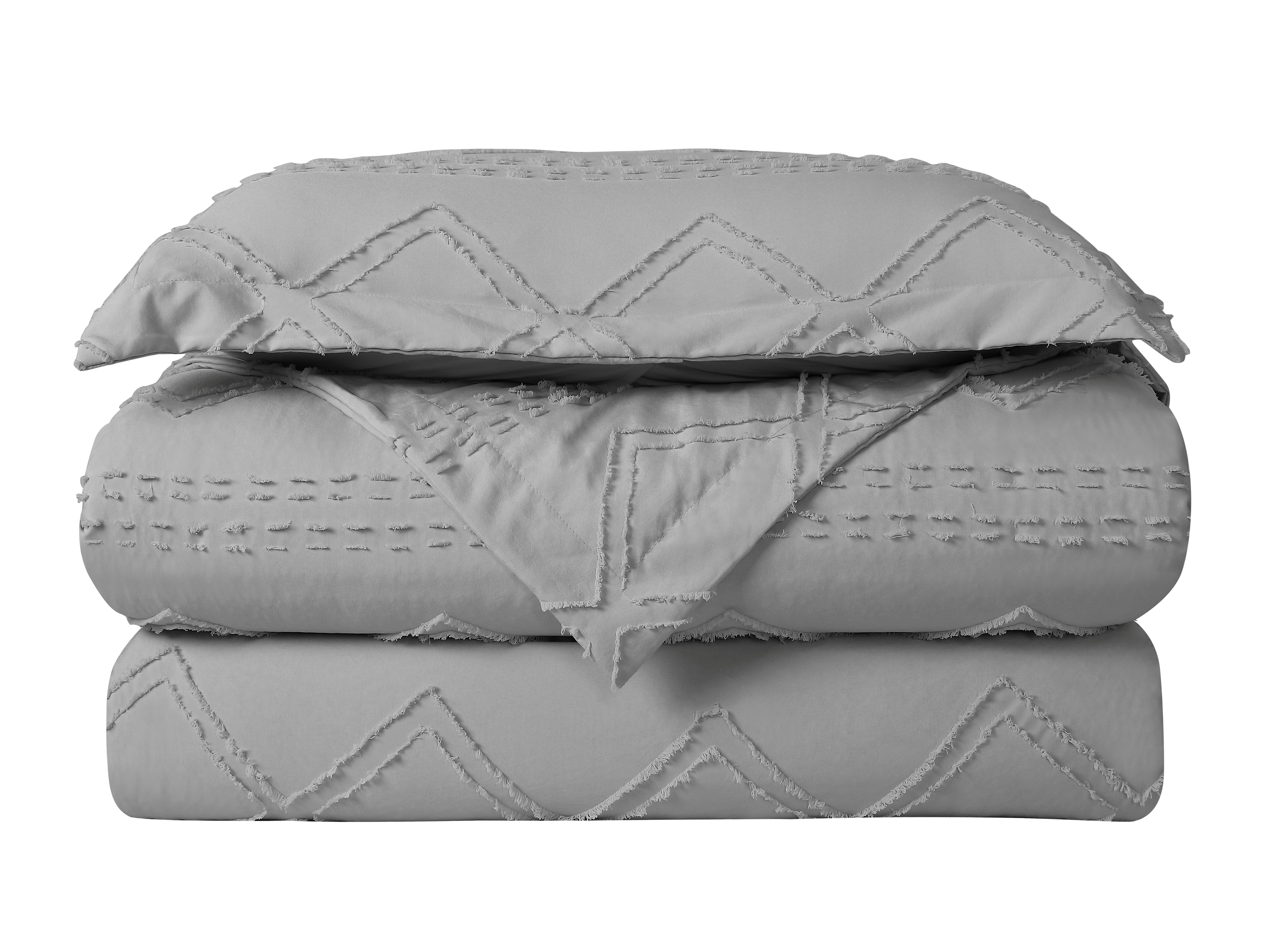 Swift Home Diamond Textured Soft Touch Duvet Cover Set, All Season Bedding with Zipper Closure, Includes Pillow Shams, Twin, Light Gray