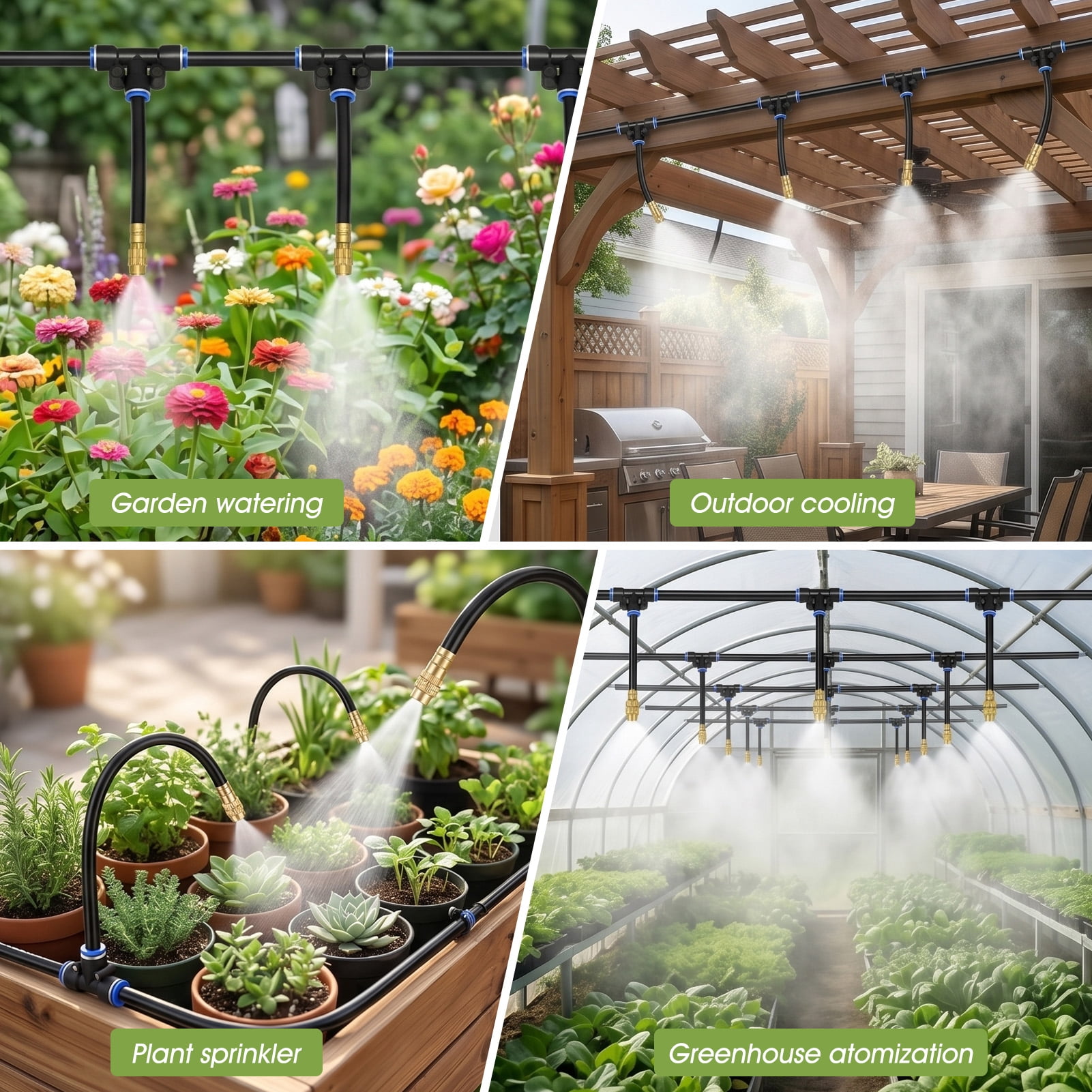 65Ft Drip Irrigation System,Upgrade 360° Adjustable Garden Irrigation Kit with 20pcs Copper Nozzles for Outdoor Plants, Lawn & Garden Use