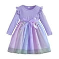 thumbnail image 1 of Xijirk Girls Long Sleeve Bow Dress Ruffle Crew Neck Mesh Princess Dress,Size 4-5 Years, 1 of 5
