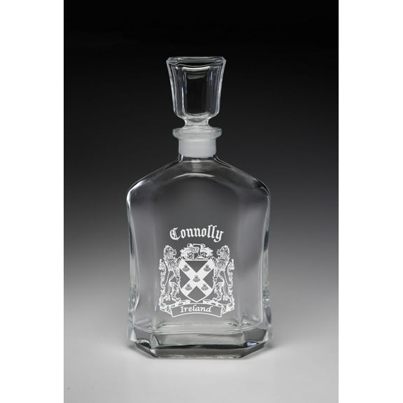 Connolly Irish Coat of Arms Whiskey Decanter (Sand Etched)