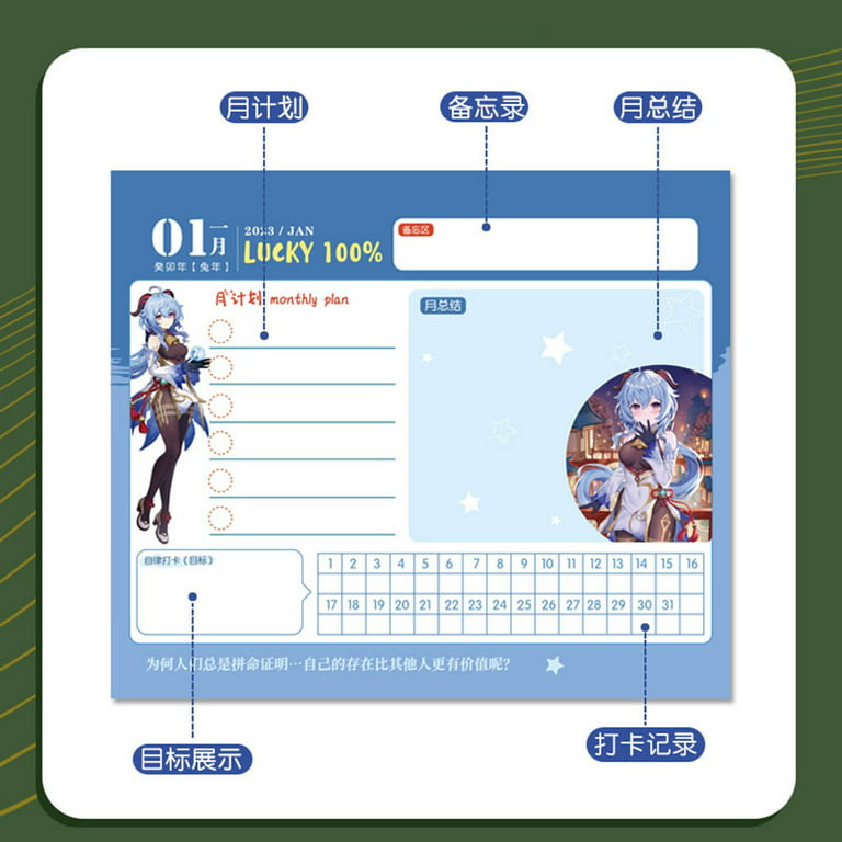 2023-2024 Desk Calendar Anime Peripheral Furnishing Articles Genshin Impact  Aotu World SPY×FAMILY Calendars