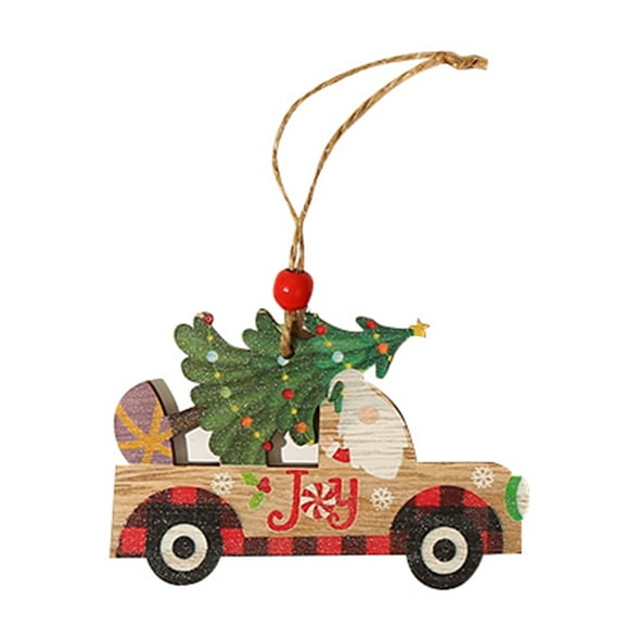 Christmas Ornaments Red Truck Christmas Tree Decoration Wooden Farmhouse Hanging Crafts for Xmas Home Country Holiday Party