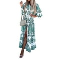 thumbnail image 1 of TRKIYQC Vestido de Playa de Manga Larga para Mujer con patrón de Flores, Decoración Plisada de Tipo Largo Ropa de Primavera TRKIYQC moda, 1 of 5