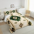 thumbnail image 3 of Manfei Brown Boho Bohemain Full Size Comforter Sets,Green Aztec Floral Bedding Comforter Set,Bohemain Geometry Bedding Sets,Breathable Room Decorative Reversible,3 Pieces, 3 of 8