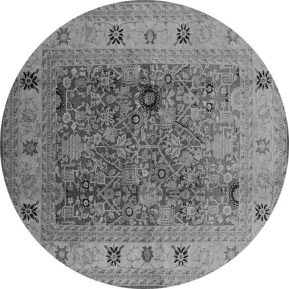 Ahgly Company Indoor Round Oriental Gray Traditional Area Rugs, 5' Round