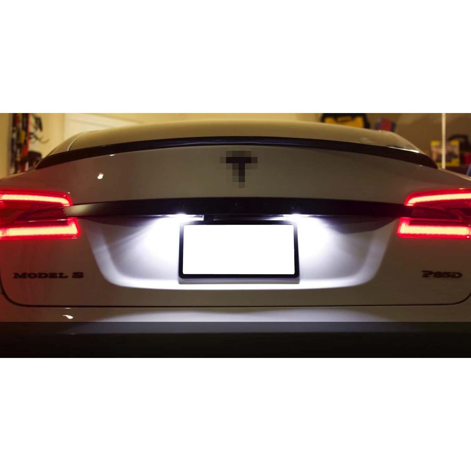 Direct Fit 3W Full LED License Plate Light Kit For 2012-2016 Pre-LCI Tesla Model S, Powered by 3pc Xenon White LED & Can-bus Error Free