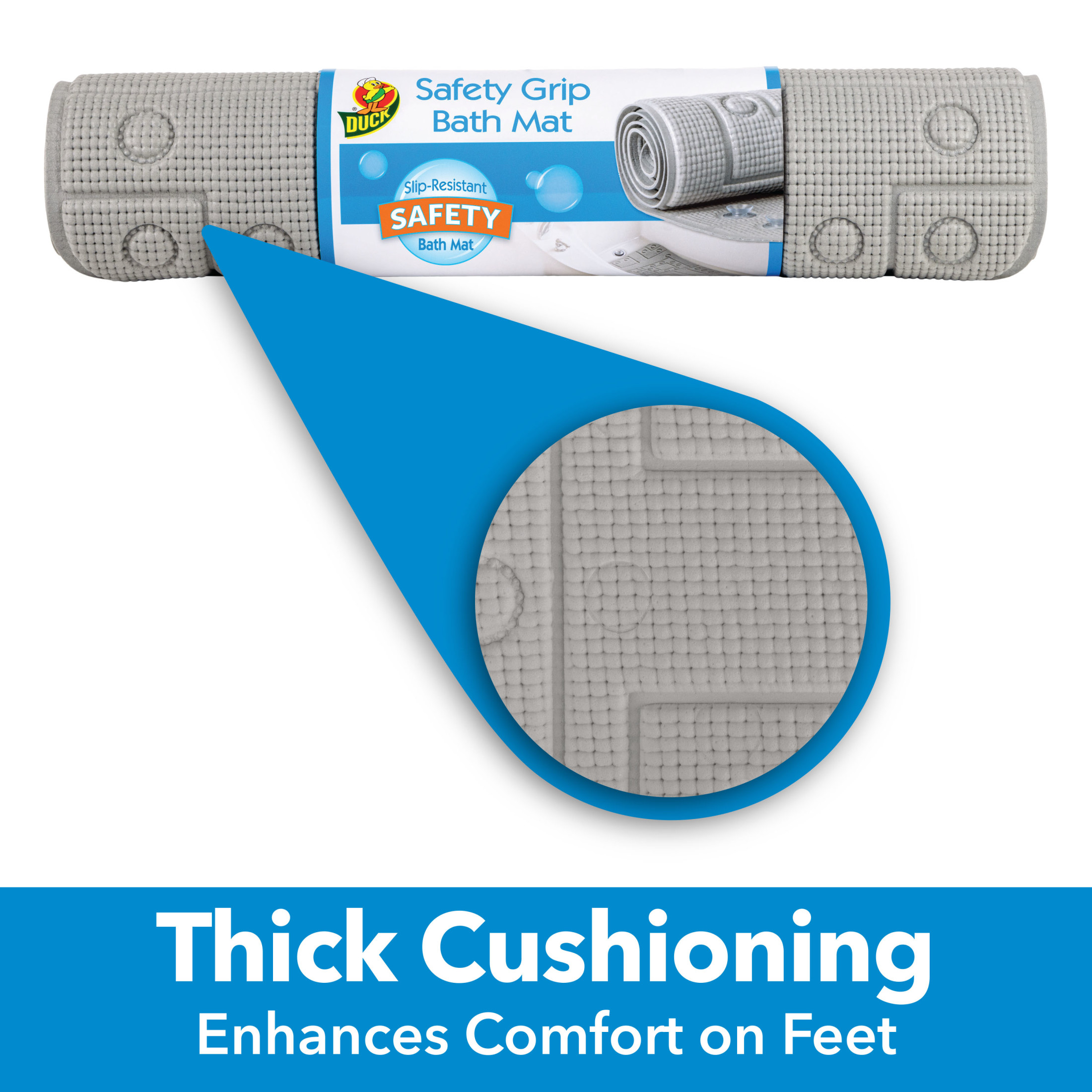 Duck Brand Gray Safety Grip Bathtub Mat, 17" x 36" photo 3