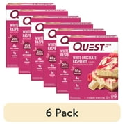 (6 pack) Quest Protein Bar, White Chocolate Raspberry, 20g Protein, Gluten Free, 4 Ct
