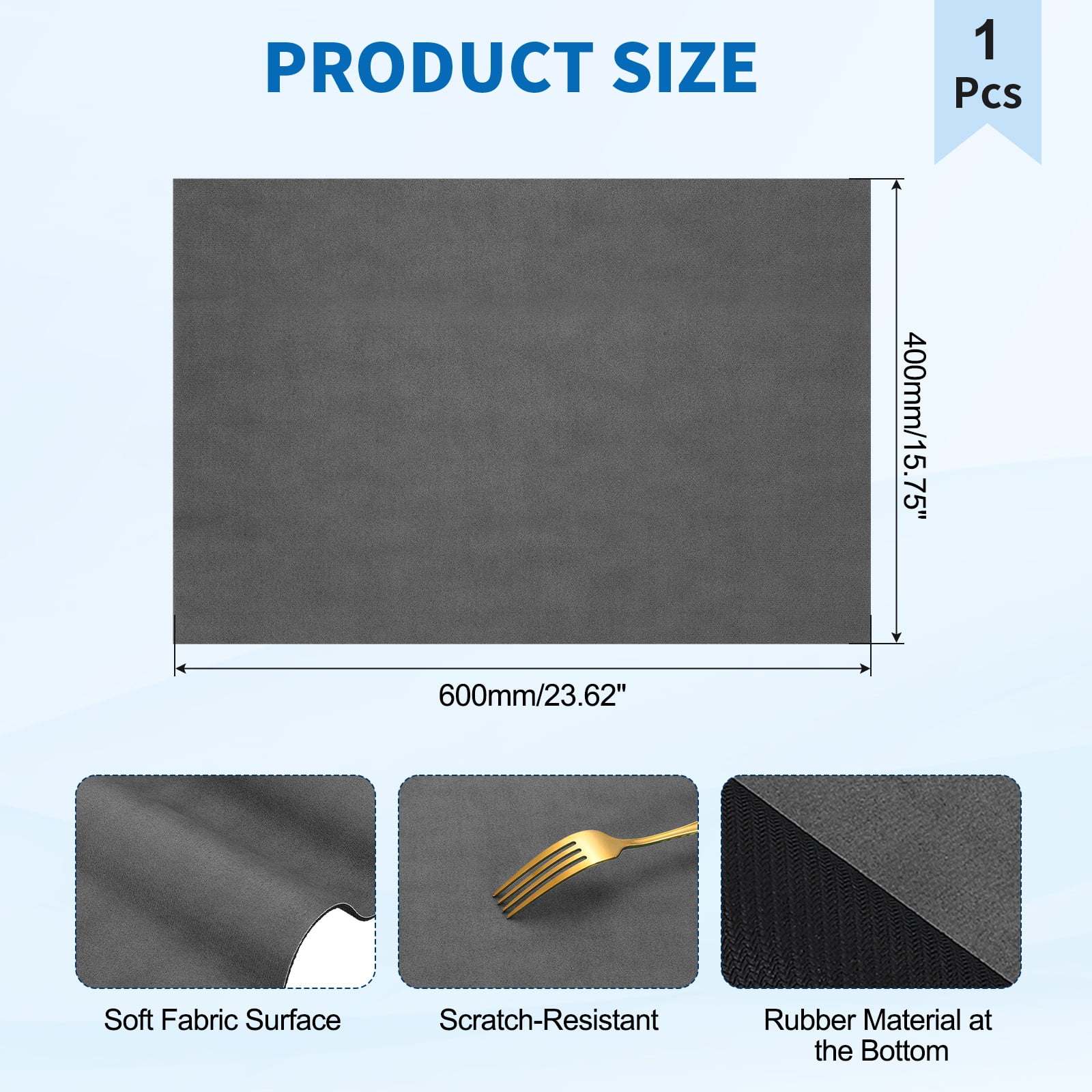 Washer and Dryer Top Protector Mat 24" x 16" - Non-Slip, Quick Drying Rubber Washing Machine Top Cover Pad for Home Kitchen Laundry Room, Deep Gray