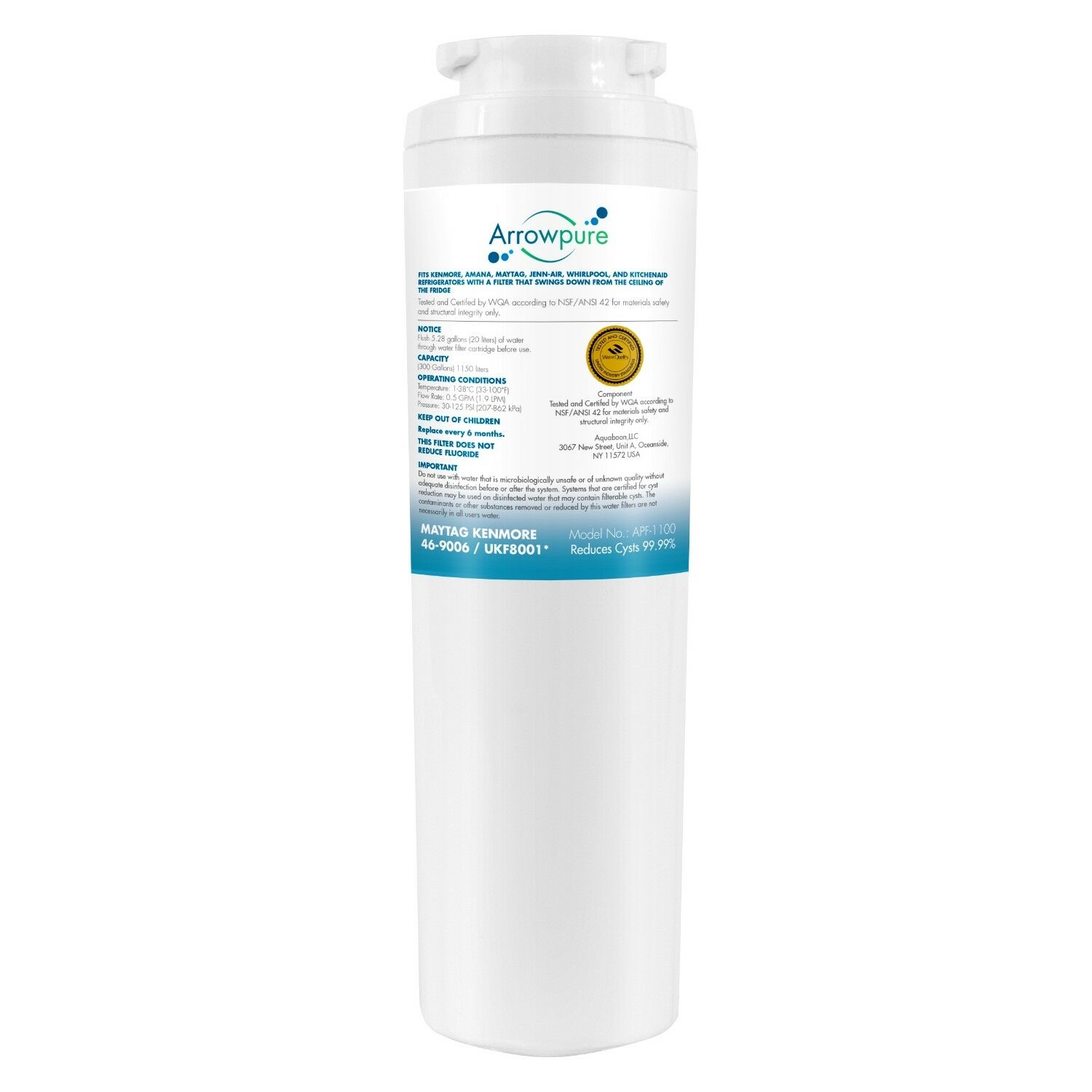 Arrowpure UKF8001 Refrigerator Water Filter Replacement Cartridge | Certified According to NSF 42&372 | Compatible with Maytag UKF8001AXX, 46-9992, 9005, Filter 4, PURICLEAN II, MFI2568AES, 3 Pack - image 4 of 4