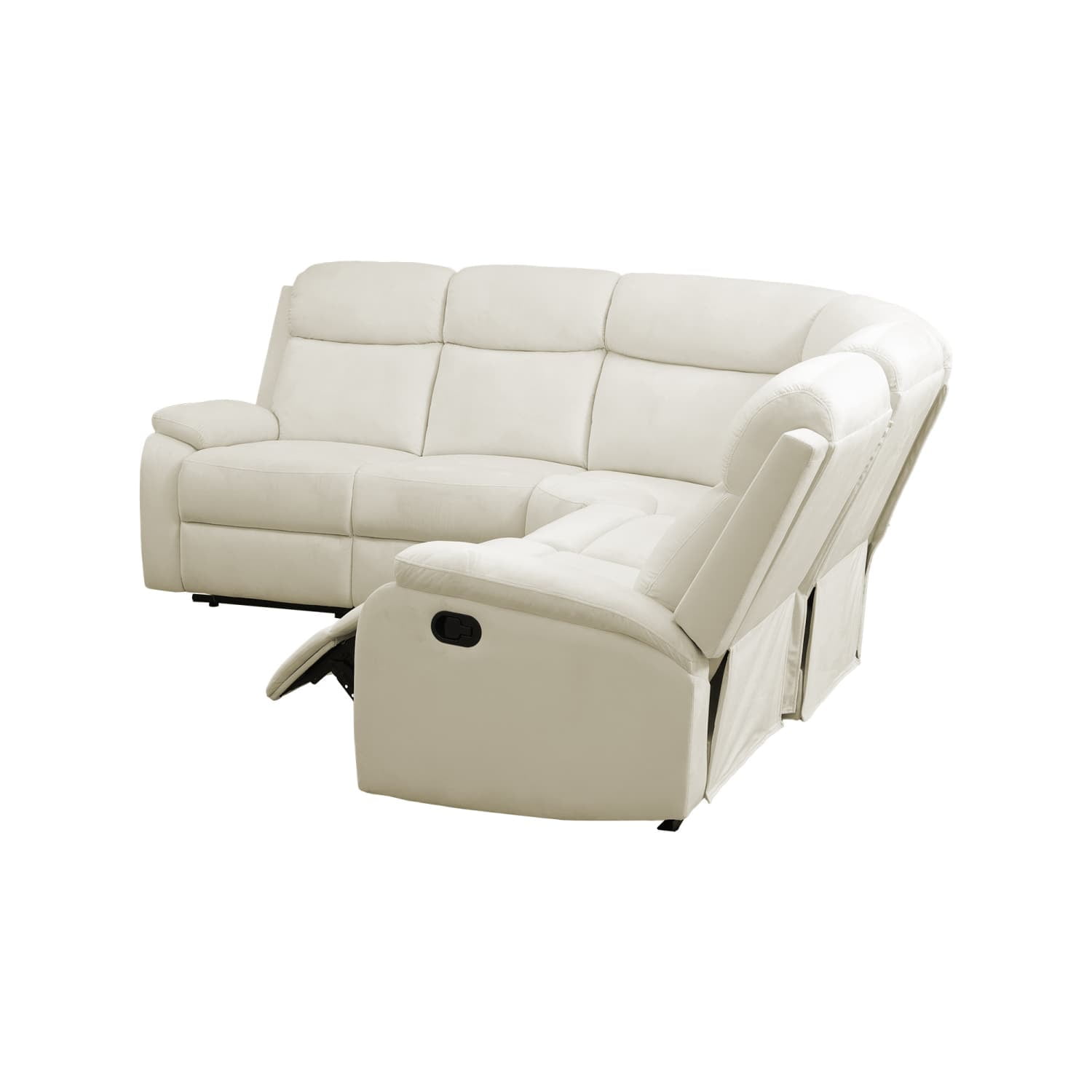 3-Piece Sofa Set Off-White Fluff Fabric Modern Sectional with Adjustable Backrest, High-Density Sponge & Double Spring System for Living Room