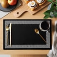 thumbnail image 2 of Geometric Greek Key Design Placemats Set of 6 Black Place Mats Table Mats Kitchen Dining Home Outdoor Party Table Decoration, 2 of 9