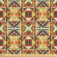 thumbnail image 2 of Ambesonne Tribal Fabric by the Yard Upholstery, Mosaic Look Squares Ethno, 3 Yards, Yellow Green Vermilion, 2 of 5