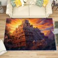 thumbnail image 1 of 4x5 Rug, Pyramid Rug Washable Non Slip Soft for Living Room Bedroom, Mayan Civilization Area Rug, Tribal Carpet, Pyramid Home Decor & Gifts, 1 of 7