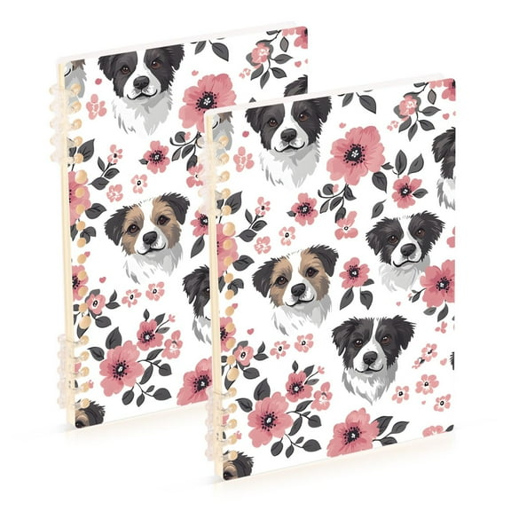 joogoo Spiral Journal Notebook Dog and Flowers College Ruled Notebooks 8.3" x 5.7" 2 PCs