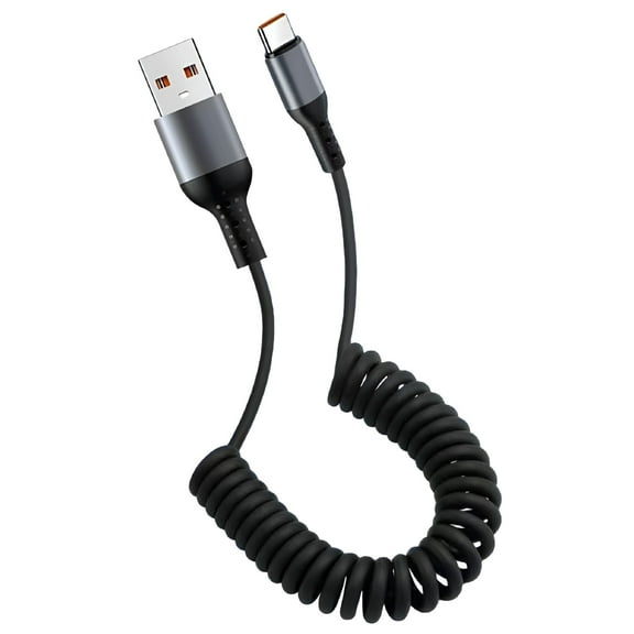 GJX USB C Fast Charging Cable, Spiral Type C Charger, Fast Charging Coiled USB C Cable, USB Charger Retractable USB C Data Cable for Type C Devices