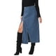 thumbnail image 4 of Falda de mezclilla larga con cremallera frontal y abertura para mujer INSPIRE CHIC, con bolsillos, talla XS, color azul cielo, 4 of 6