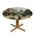 thumbnail image 3 of WYYP , Historical Architecture, Impressionist Art Round Tablecloth, Washable for Home Kitchen Outdoor Decoration, 100% Polyester Fiber with Elastic Edge White, 3 of 8
