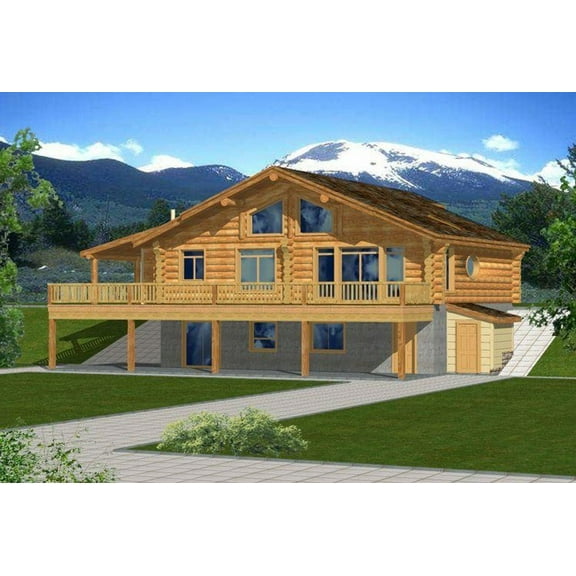 001-1040: Log Cabin 2 Bed, 3 Bath Luxury Home Plan, 2875 Sq Ft: Full Blueprints with License to Build by Home Plan Marketplace - Lesuto